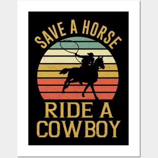 Save A Horse Ride Cowboy T Shirt For Men Women Gift Posters and Art